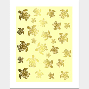GOLDEN Sea Turtle Love Posters and Art